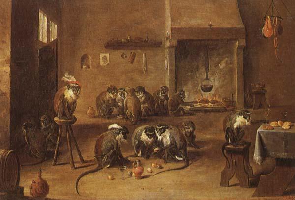 David Teniers Mokeys in a Tavern oil painting image
